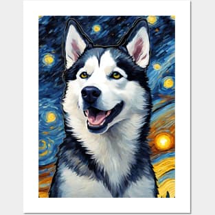 Siberian Husky Painting Dog Breed in a Van Gogh Starry Night Art Style Posters and Art